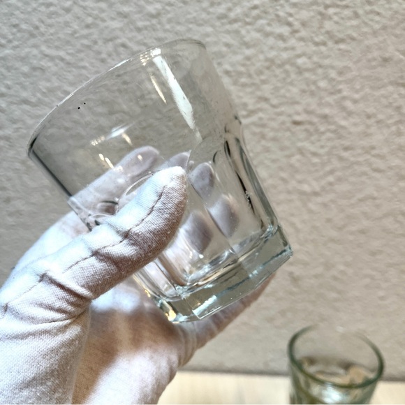 3 clear glasses- heavy bottom. Great for liquor & booze: scotch-whiskey-baileys. - Picture 7 of 12